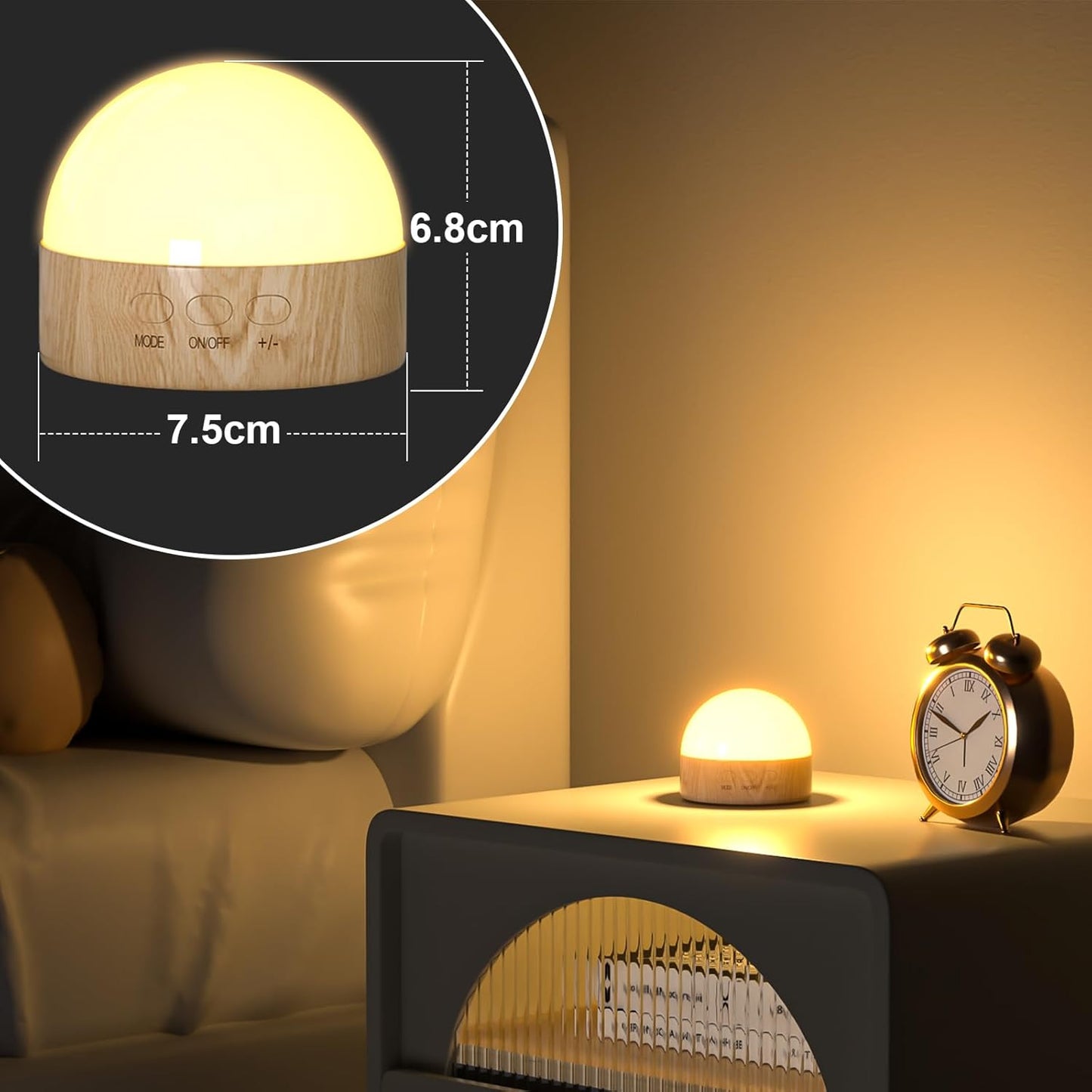Kintion Night Light, Dimmable 8 Color Portable LED Night Light, 1800mAh Rechargeable Nursery Light Lamp, Soft Eye Caring Warm White, White, Red, Blue, Green Color Lighting for Sleep Aid (Brown, 2pcs)