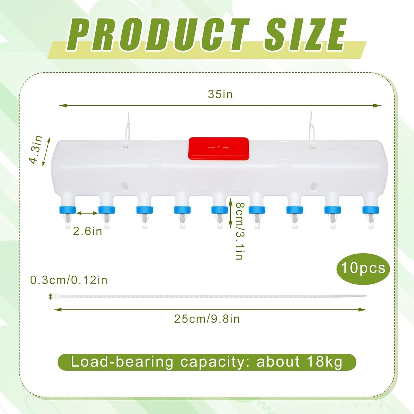 9 Pacifier Small Animal Milk Feeder 12L/405.8 oz Puppy Lamp Goat Milk Feeder Farm Water Bottle Dispenser Animal Drinking Equipment for Professional Breeding