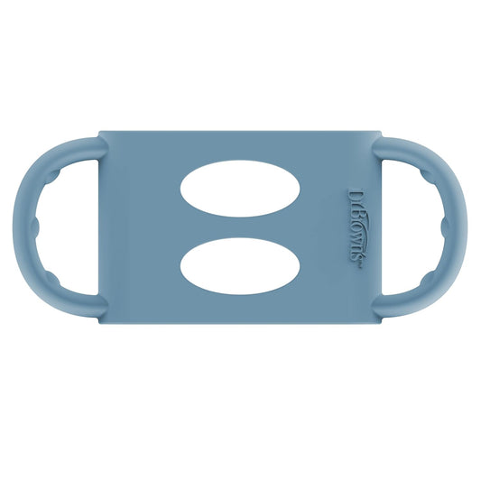 Dr. Brown's Wide-Neck Baby Bottle Handles, 100% Silicone, Easy Grip Removable Handles for Bottle to Sippy Cup Transition, Blue, 4m+
