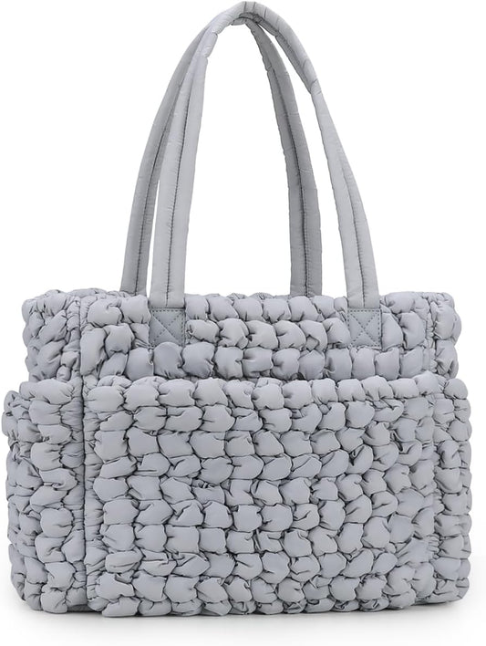 Lmbabter Puffer Quilted Tote Large Diaper Hobo Mommy Bag Hold 16“Laptop Stylish Cloud Handbag Carryall Daypack Travel Work