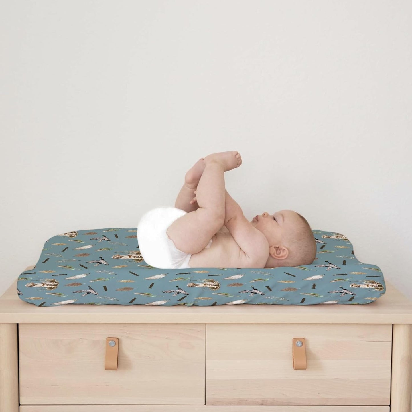 Wild Duck Hunting Hunter Baby Changing Pad Cover Sheets for Boy Girl 32''x16'' Mallard Duck Reeds Feathers Unisex Fitted Changing Table Sheets Wild Animal Soft Breathable Baby Change Table Mats