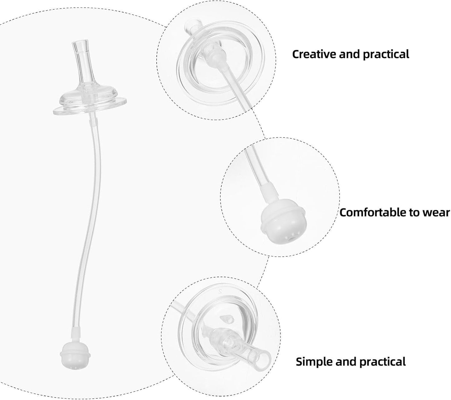 Veemoon 8pcs Baby Bottle Straws Replacement Baby Learner Cup Silicone Straws Kit Boys and Girls Wide Mouth Drinking Bottle Sucker No Leakage Drinking Tools for Milk Water Feed Boy Girls (1.96 Inch W)