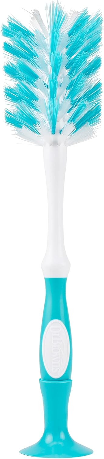 Dr. Brown's Deluxe Bottle Brush, Cleaning Brush for Baby Bottles, Nipples, and Sippy Cups with Suction Cup Stand & Bonus Brush, BPA Free (Pack of 12)
