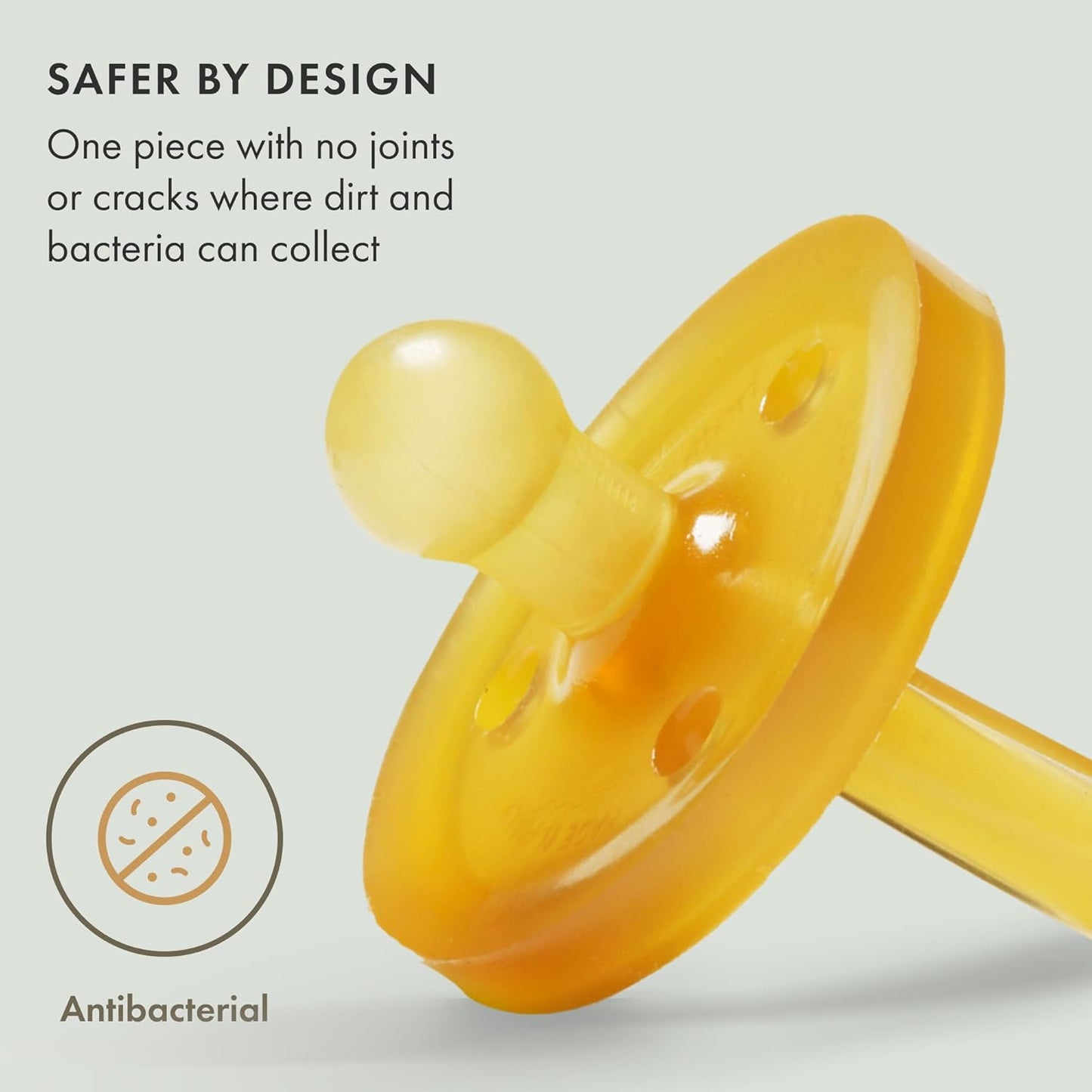 Natursutten Pacifiers 6-12 Months - 2-Pack Original Shield Round Nipple Natural Rubber Safe & Soft BPA-Free Pacifier for Breastfeeding Babies - Newborn Pacifiers Made in Italy