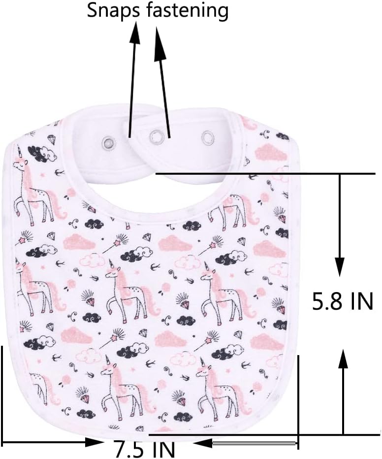 Maiwa Waterproof Terry cloth Baby bibs with Snaps for newborn girl boy, drool and teething for baby
