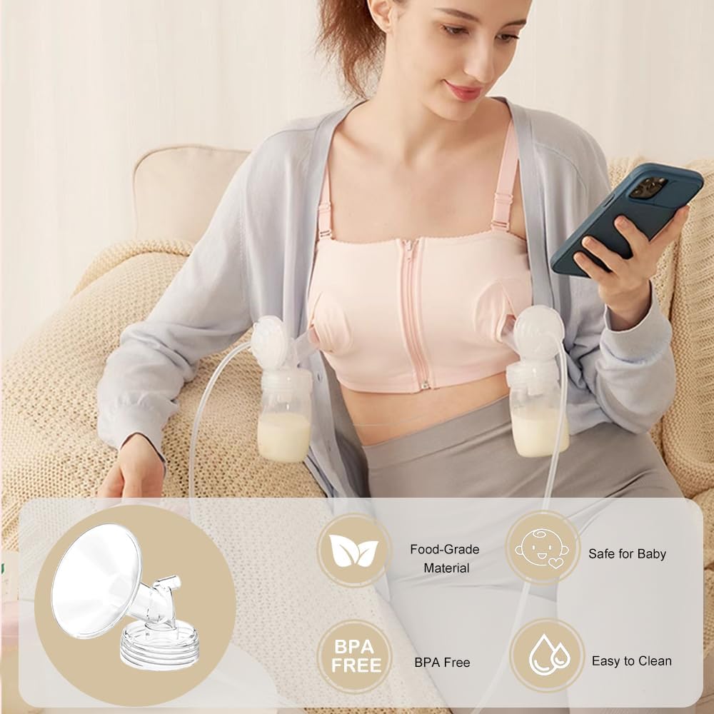 4pack Breast Pump Parts, 2pcs 28mm Flange and 2pcs Duckbill Valves for Spectra/Motif Luna/Amada MYA Breast pumps Parts, for Spectra S2 S1 9 Plus Parts, Replace to Spectra Flange Spectra Duckbill Valve
