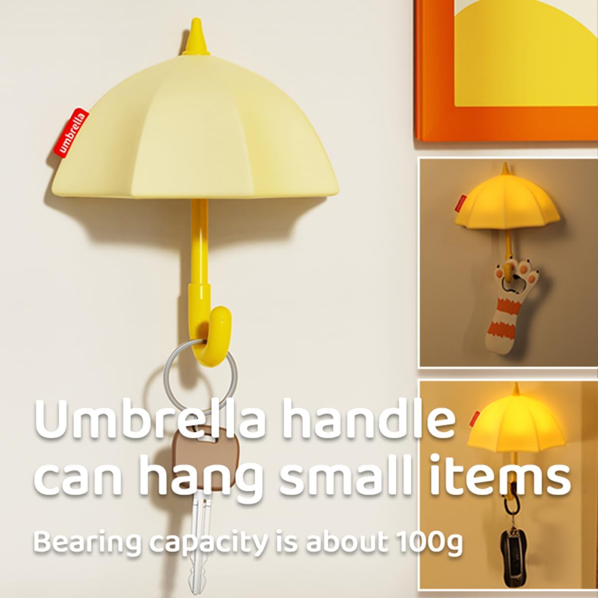 Umbrella Night Light for Kids,Light-Up Magnetic Fridge Lamp,Rechargeable Silicone Lamp for Baby Nursery,3 Levels Dimmable 30 minute timer,Squishy Bedside Night Lamp for Bedroom Kitchen
