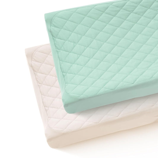 Quilted Changing Table Cover (2-Pack) Fitted Diaper Changing Pad Cover, Soft Breathable Ideal for Boys Girls (2-Pack)