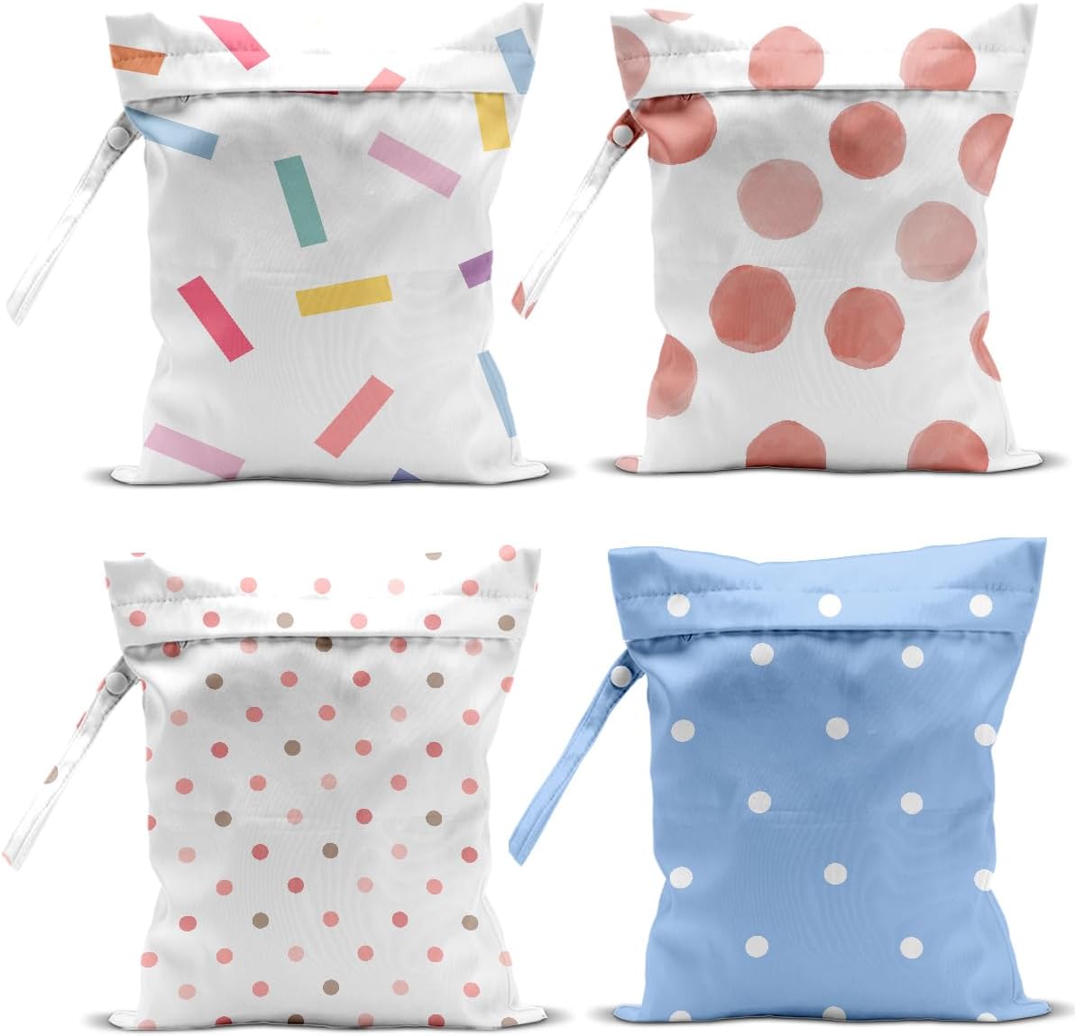 4 Pack Wet Bag for Swimsuit, Beach Travel Essentials Wet Dry Bag, for Sunscreen Toiletry Dirty Clothes Yoga Gym Diaper, Friend Summer Beach Vacation Gifts. Geometric dots