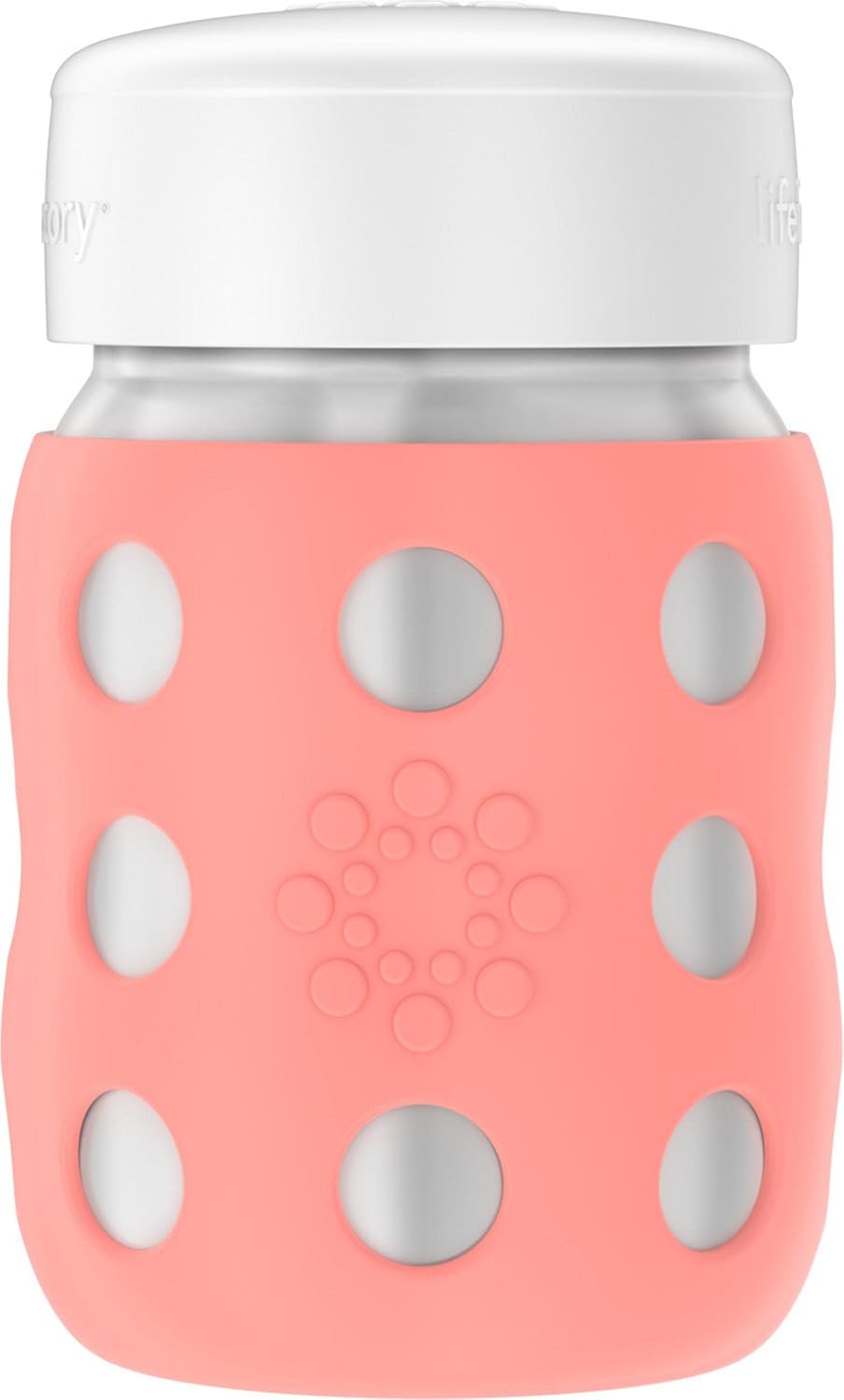 Lifefactory 8-Ounce Stainless-Steel Vacuum-Insulated Wide-Neck Baby Bottle with Flat Cap, Cantaloupe (LS2231WCA4)