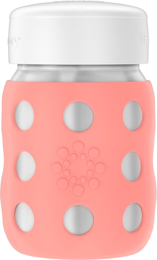 Lifefactory 8-Ounce Stainless-Steel Vacuum-Insulated Wide-Neck Baby Bottle with Flat Cap, Cantaloupe (LS2231WCA4)