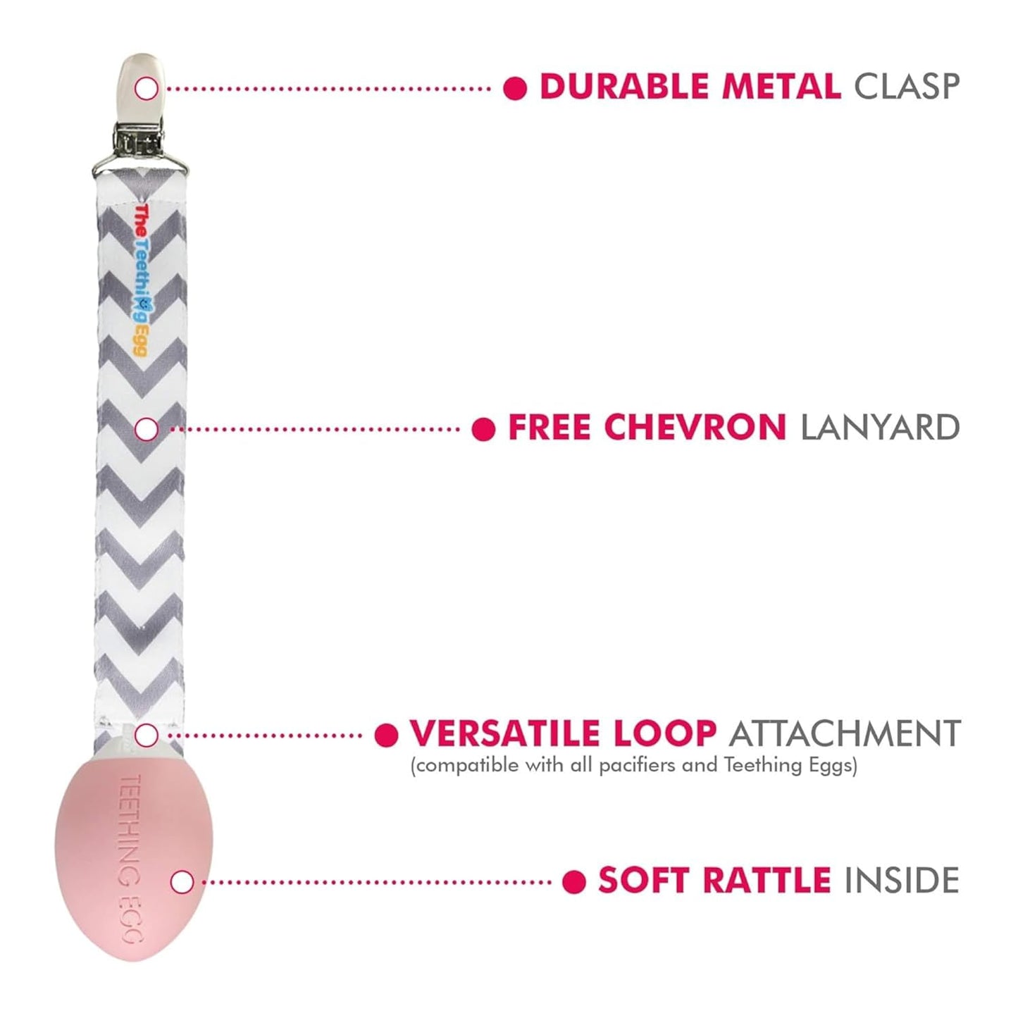 The Teething Egg and Grippie Stick - Baby Development Teething Toys 3, 4, 6, 12 Up to 18 Months Old Boy or Girl, Sensory Toys, A Baby Registry Must Have Teether, Pink