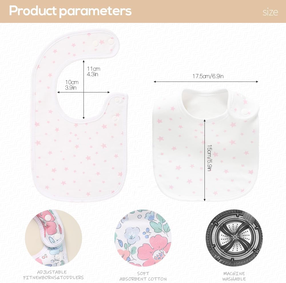 Pack of 6,Baby Bibs,Unisex,Soft and Absorbent,Adjustable,Easy to Use