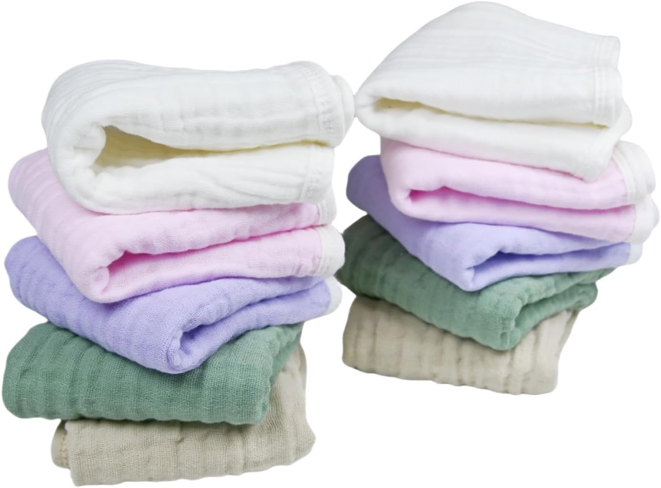 Synrroe Burp Cloths Large, Muslin Burp Cloths for Baby Girls and Boys, Pack of 10 Extra Absorbent and Soft Muslin, 6 Layers 20 by 10 Inches 100% Cotton (Mix 10 Pack Pink Green)