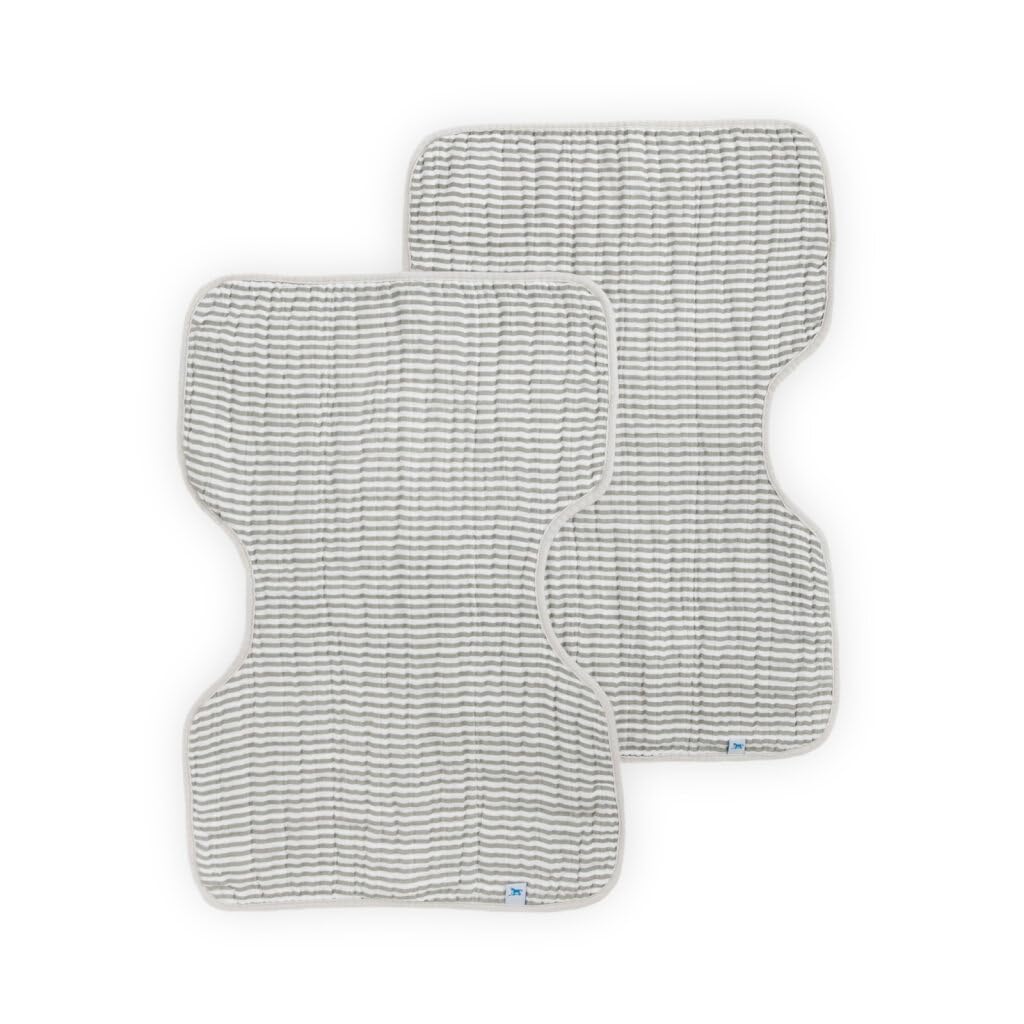 Little Unicorn Ultra-Absorbent Premium Burp Cloth 2 Pack | Soft on Baby's Skin | Larger Size | Ergonomic Design | Set of 2 (Grey Stripe)