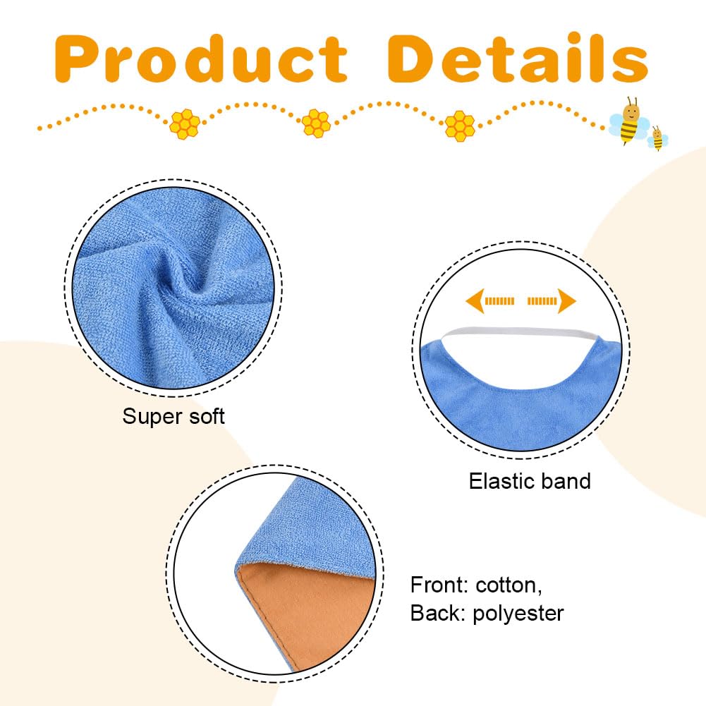 Vicloon Baby Bibs, 5PCS Terry Bib Set, Baby Bibs for Boys, Girls, Terry Drool Cotton Bibs Waterproof protection, Adjustable Elastic Strap, Baby Bandana Drool Bibs for Feeding, Teething Drooling(Color)