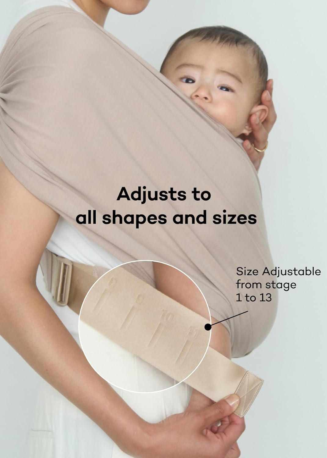Konny Baby Carrier FLEX SoftBreeze with Head Support - Adjustable, Easy to Wear Baby Wrap Sling, Perfect for Newborn Babies Essentials up to 44 lbs (M-4XL) - Melange Grey