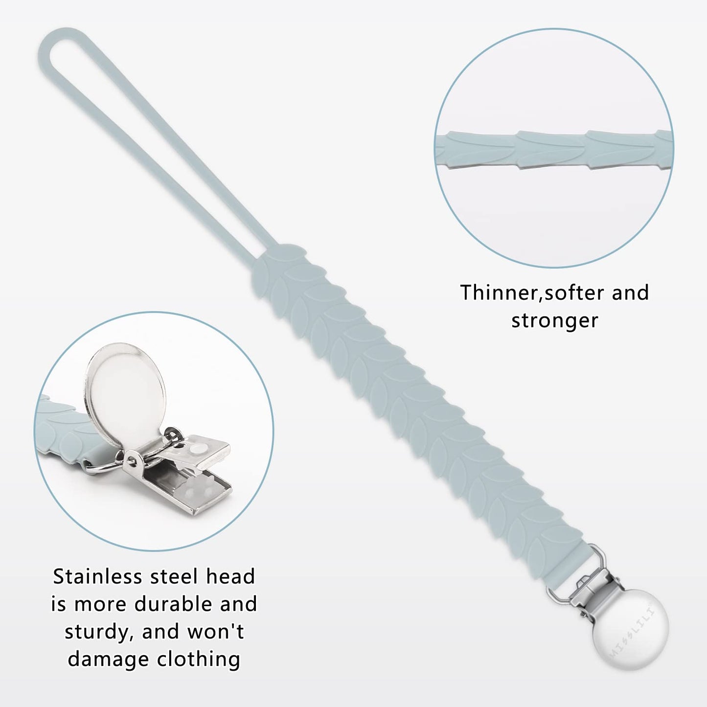 Teething Toys for Babies, Baby Teethers with Clip Silicone Baby Teether Toys for Boys and Girls Infant Teething Relief for Teething Dinosaur Shape, Gray