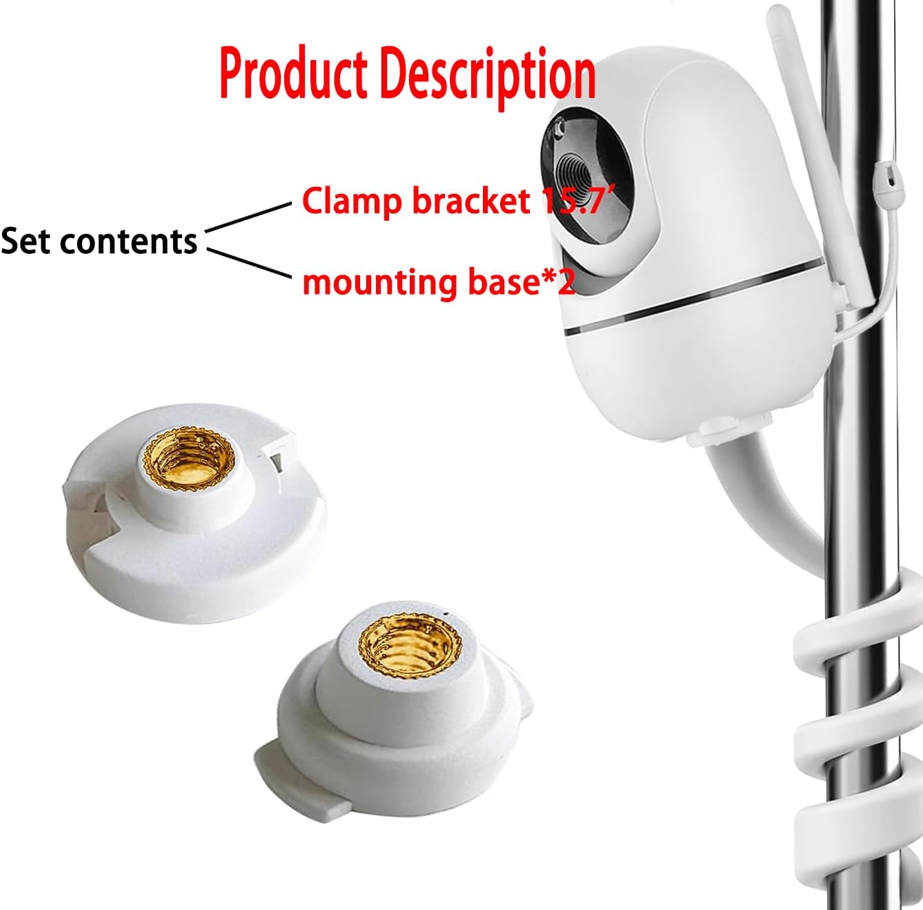 Baby Monitor Flexible Mount for HelloBaby HB65/HB6550/HB6558/HB66/ANMEATE SM935E/SM650|,No Tools, No Wall Damage, Portable with 360° Angle Adjustment (Twist)