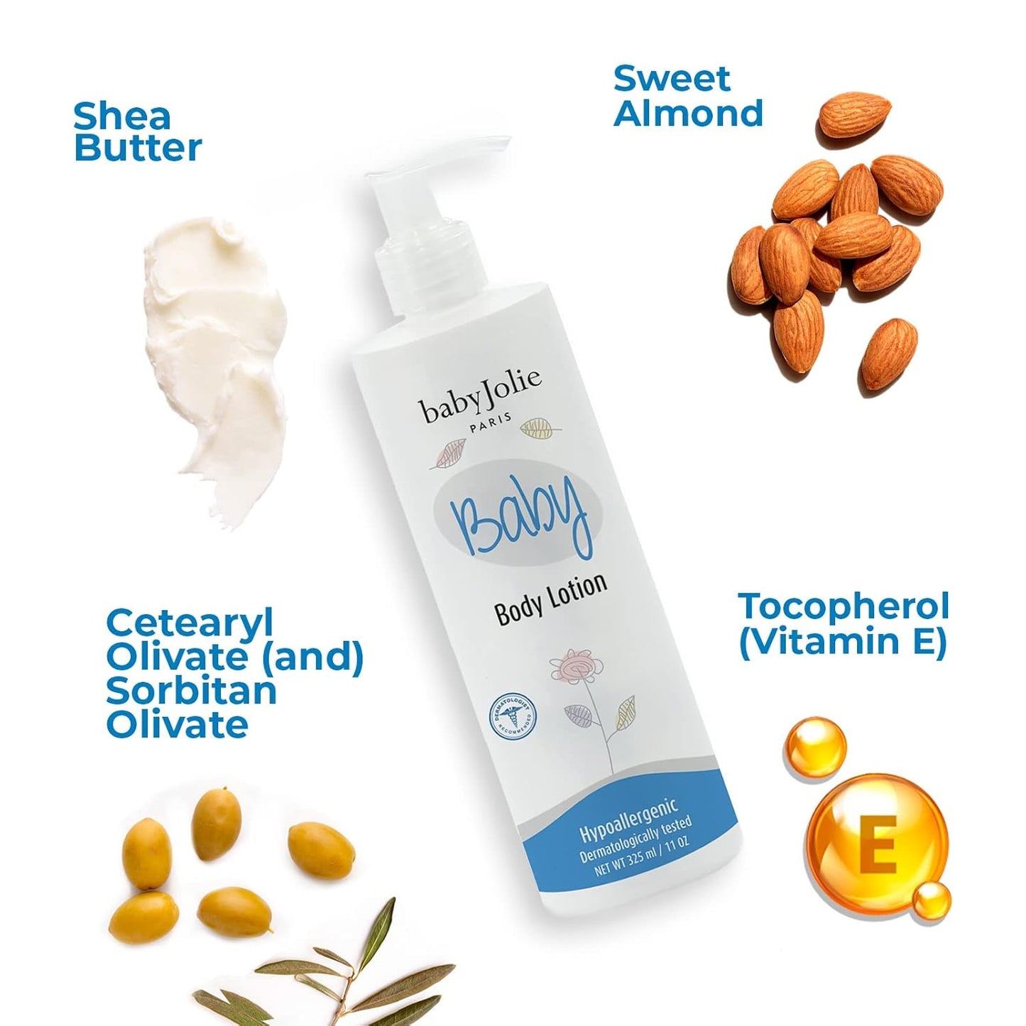 Baby Jolie Baby Bath Set | Baby Shampoo 7.5oz (221ml) + Hair Conditioner 7.5oz (221ml) + Lotion 11oz (325ml)