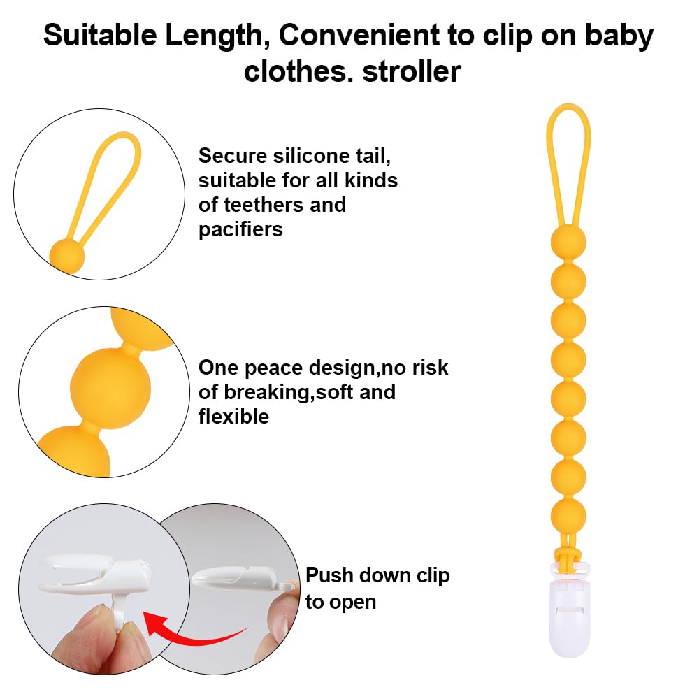 Baby Food Grade Silicone Carrier Vehicle Teether Toy with Pacifier Clip Holder,Teething Toys Gift Set for 3 Months+ Boys and Girls,Freezer Safe,BPA Free. (Bulldozer)
