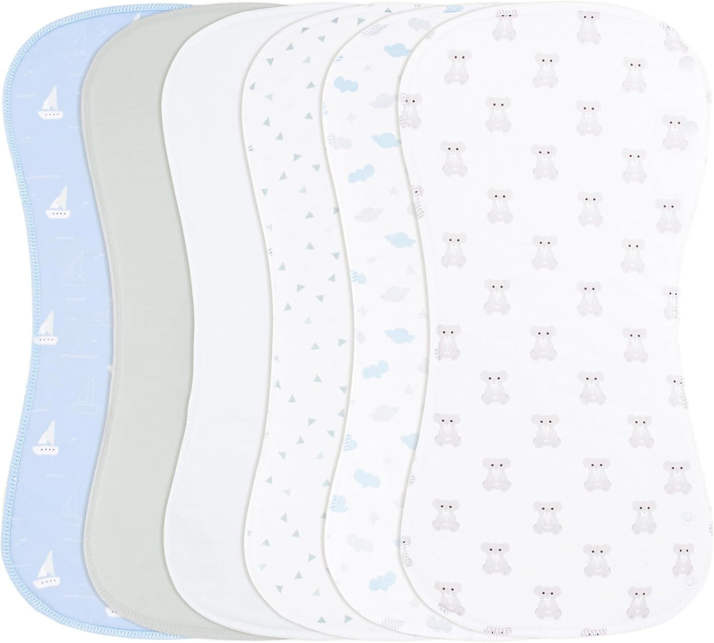 2-in-1 Burp Cloths and Baby Bibs - 6 Pack Large Super Absorbent Soft Cotton Burping Cloths for Spit Up, 3 Layers Thick Baby Burp Rags for Girls & Boys
