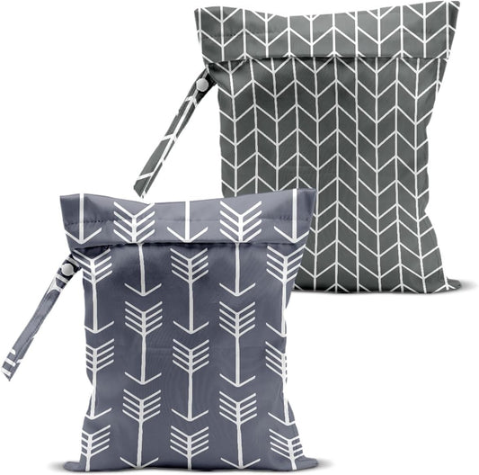 2Pcs Arrow Print Wet Bags, Wet Dry Bag Reusable Zipper Pouch for Swimsuit, Diapers, Travel, Pool, Beach, Dirty Yoga Gym Clothes, Toiletries, Waterproof Birthday Christmas Gifts