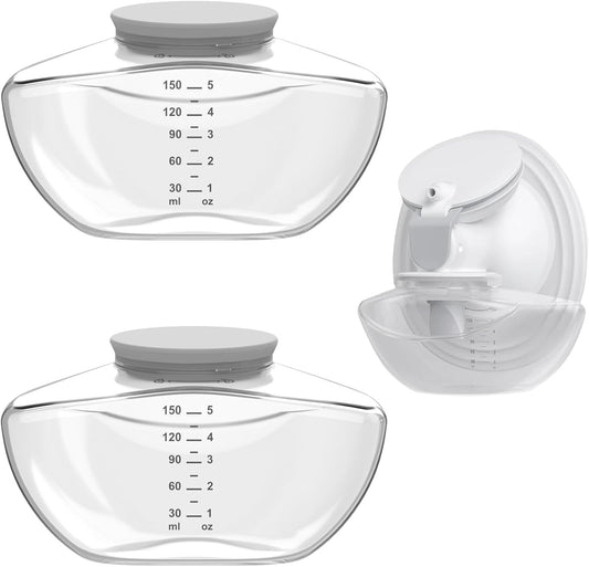 2pcs Breastmilk Container Compatible with Upgraded Mobile Flow | Upgraded M9, M9 Breast Milk Storage Bottle with Silicone Lip, BPA Free, Leak-Proof, Not Original Parts, 2packs Gray Collector