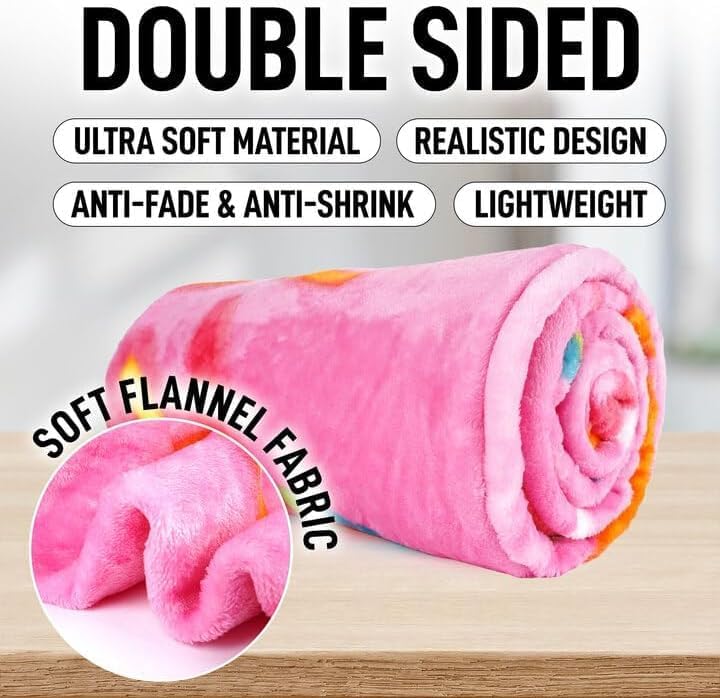 Zulay Kitchen Donut Blanket – 60 Inch Round Pink Glazed Throw – Soft 285 GSM Flannel Blanket for Adults & Kids – Cozy, Funny, Novelty Gift for Home, Travel & More