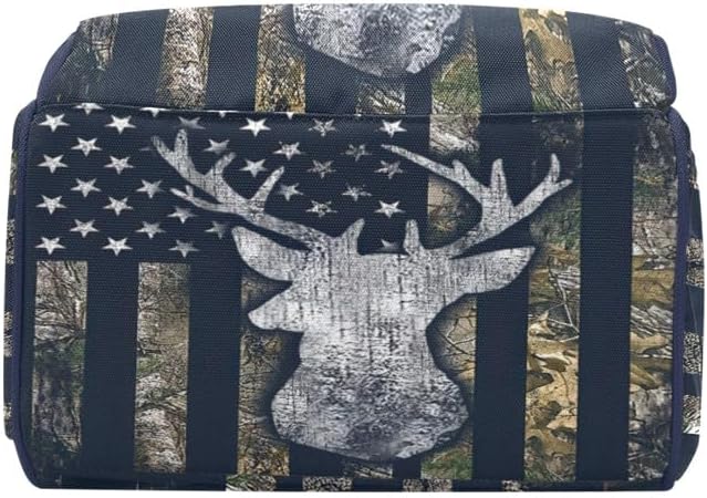 American Flag Camo Deer Blue Diaper Bags with Name Waterproof Mummy Backpack Nappy Nursing Baby Bags Gifts Tote Bag for Women