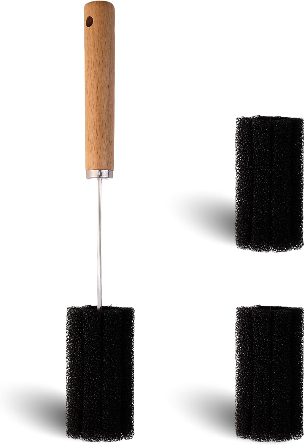 Water Bottle Cleaner Brush Baby Bottle Cleaner Brush Set Long Handle Sponge Cleaning Brush for Beer Bottles, Cups, Wine Glasses, Coffee Mugs, Tumblers, Thermos,Replaceble Brush Head (3-Pack)