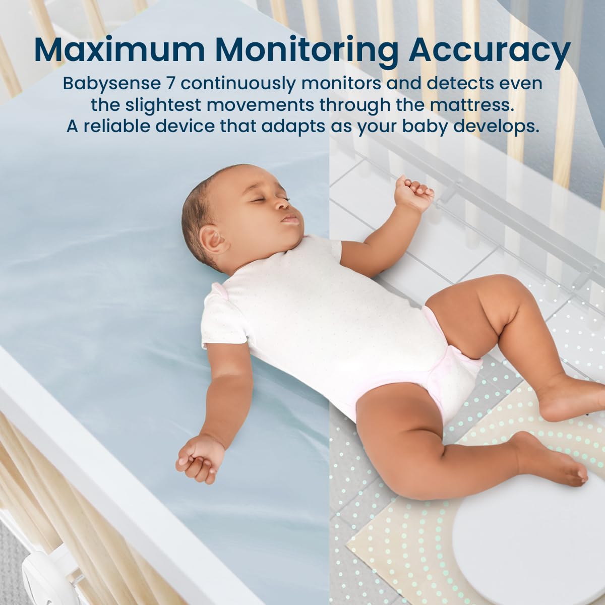 Babysense 7 Baby Sleep Breathing Movement Monitor for Newborn and Infants, No WiFi, Non Wearable, Non Contact Monitor with 2 Under-Mattress Sensors for Full Crib Coverage, FSA Baby Monitor