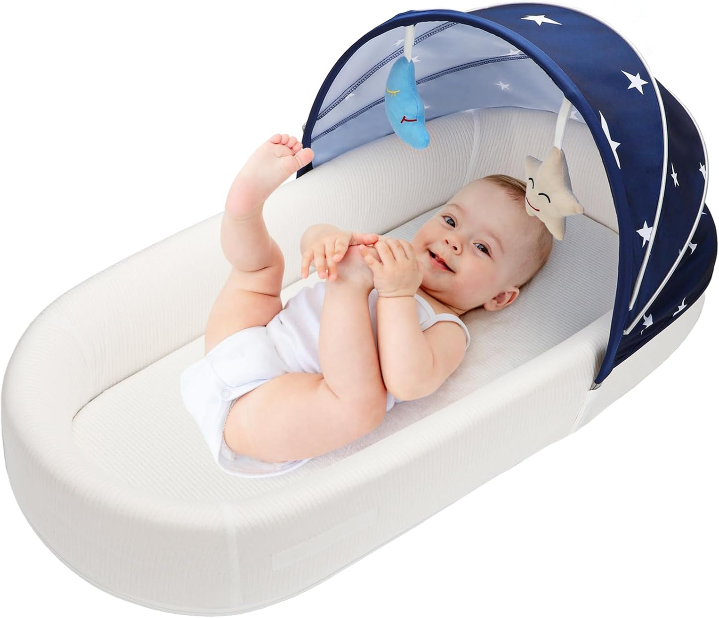 Portable Baby Bassinet- Travel Bassinet for Newborn and Infant, Suitable for Indoor & Outdoor Carry, Lightweight Foldable Washable, Portable Bassinet for Baby Travel, Portable Travel Bassinet, Blue