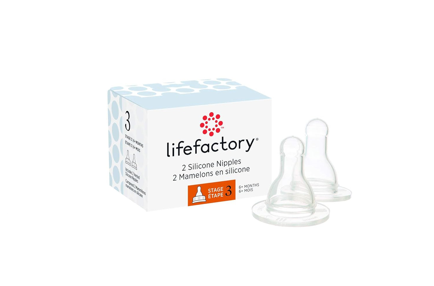 Lifefactory BPA-Free Stage 3 (6+ Months) Silicone Nipples 2-Pack