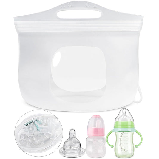2L Silicone Microwave Steam Sterilizer Bag for Baby Bottles, Reusable Sterilizing Bag for Breast Pump Accessories, Pacifiers and Teethers, Great for Home and On-The-Go
