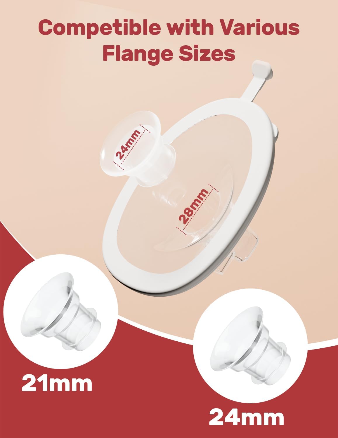 NCVI Wearable Breast Pump Hands Free with 21/24mm Flange, Portable Breastfeeding Pump with Motor Buckle for Travel & Work Equipped with Third-Generation Anti-Spill Collection Cups (On-The-Go Size)