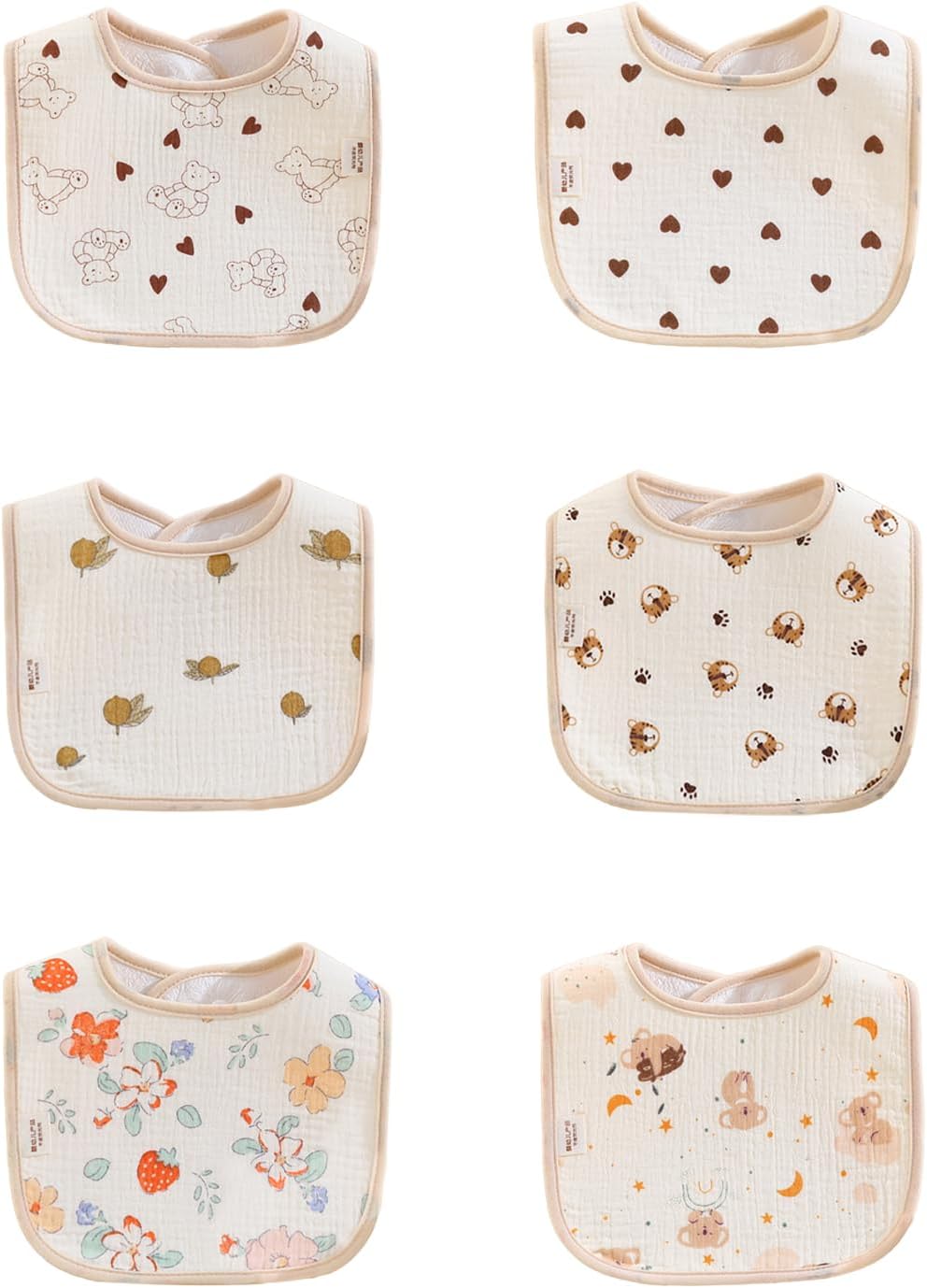 Baby Bandana Bibs, 6 Pack Waterproof Toddler Bib,Soft Cotton Absorbent Baby Bibs for Eating,Drooling,Teething