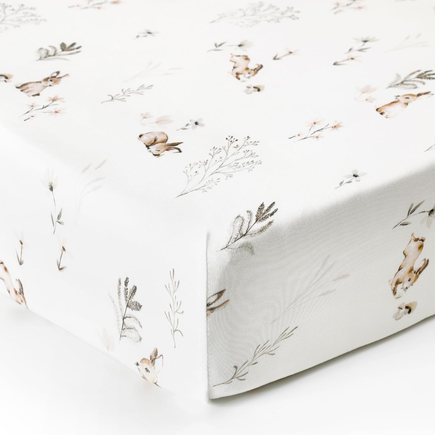 GRSSDER Stretch Ultra Soft Jersey Knit Fitted Crib Sheets Set 2 Pack，Fit All Standard Crib Mattress Pads Safe and Snug, Crib Fitted Sheet for Boys and Girls, Stylish Watercolor Rabbit Pattern