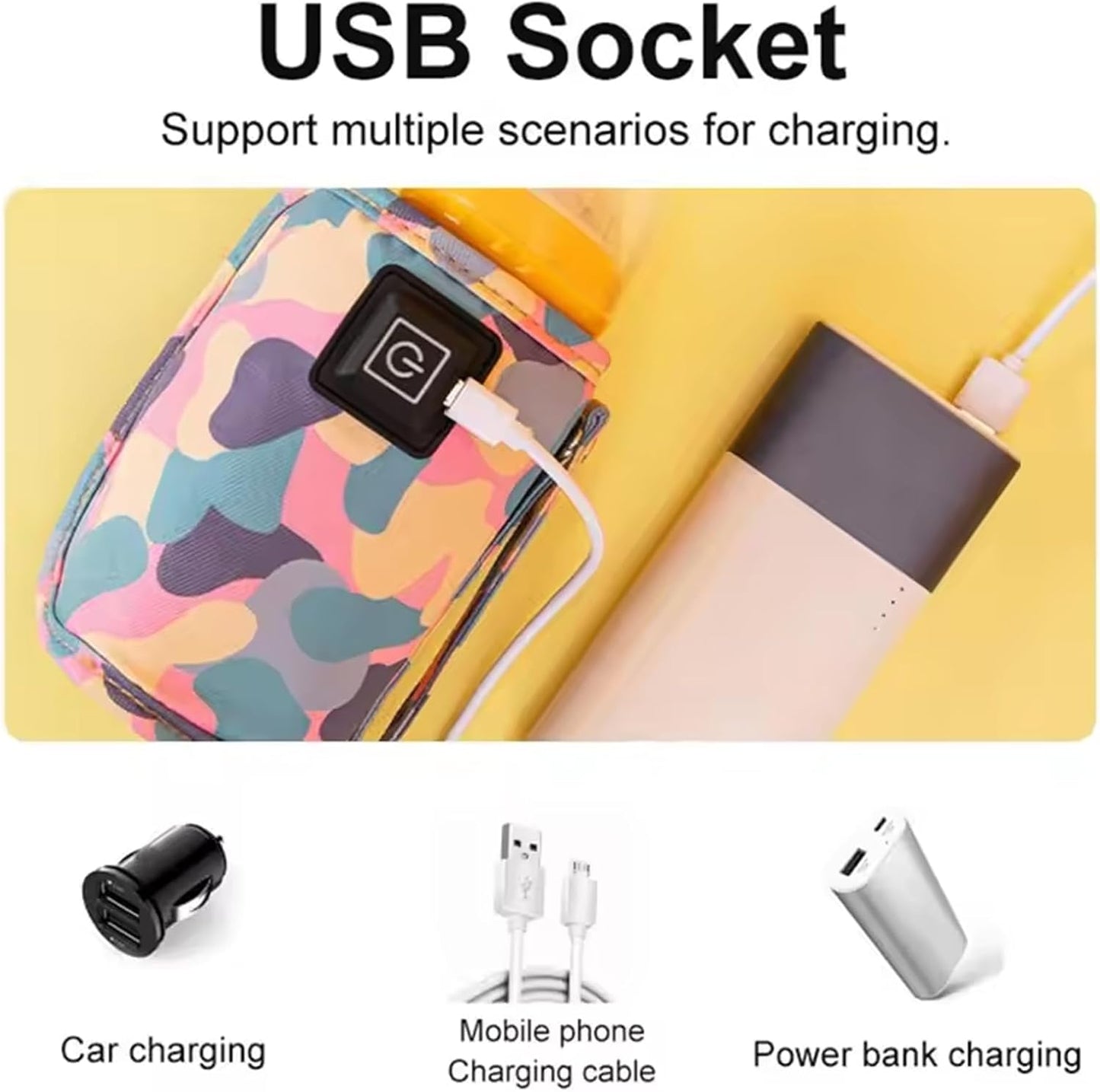 USB Baby Bottle Warmer,Portable Car Travel Bottle Warmer,Three Levels Temperature Adjustment Hook Design Bottle Warmer, Milk Heat Keeper Baby Bottle Warmer