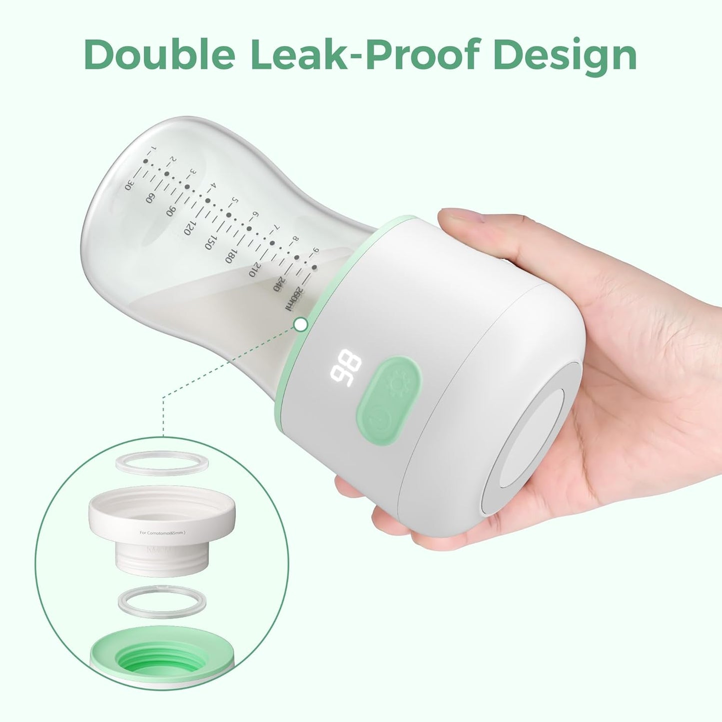 Portable Bottle Warmer for Travel, Baby Bottle Warmer for Breastmilk with Fast Heating, Safety Material, Leak-Proof, Precise Temperature Control, 4 Adapters for Most Bottles (White)