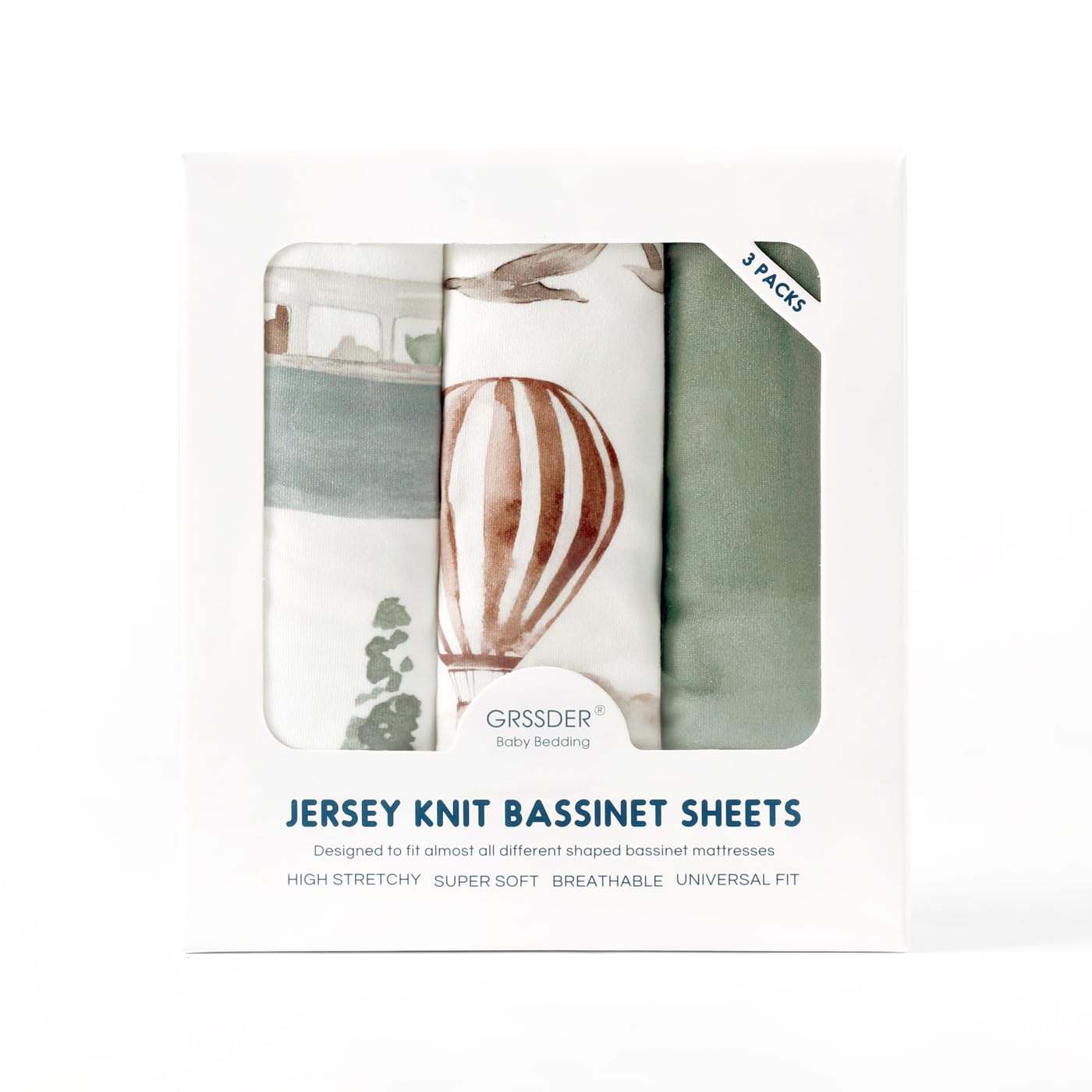 GRSSDER Stretchy Ultra Soft Fitted Bassinet Sheets 3 Pack, Universal Fit for Bassinets Baby Cradle Moses Basket Oval Rectangle Mattress Safe and Snug, Stylish Bassinet Sheet of Cars Print for Boys