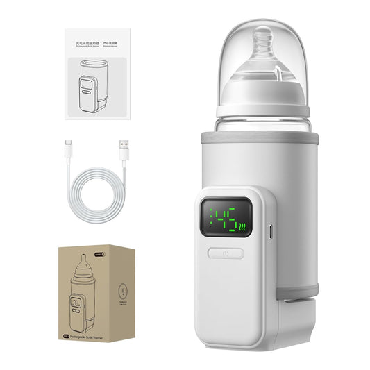 Portable Baby Bottle Warmer for Travel,Breastfeeding Essentials,Baby Bottle-Feeding Supplies Bottle Warmer On The Go,Breast Milk Warmer for Baby,Rechargeable 5000 mAh Battery,Digital Display