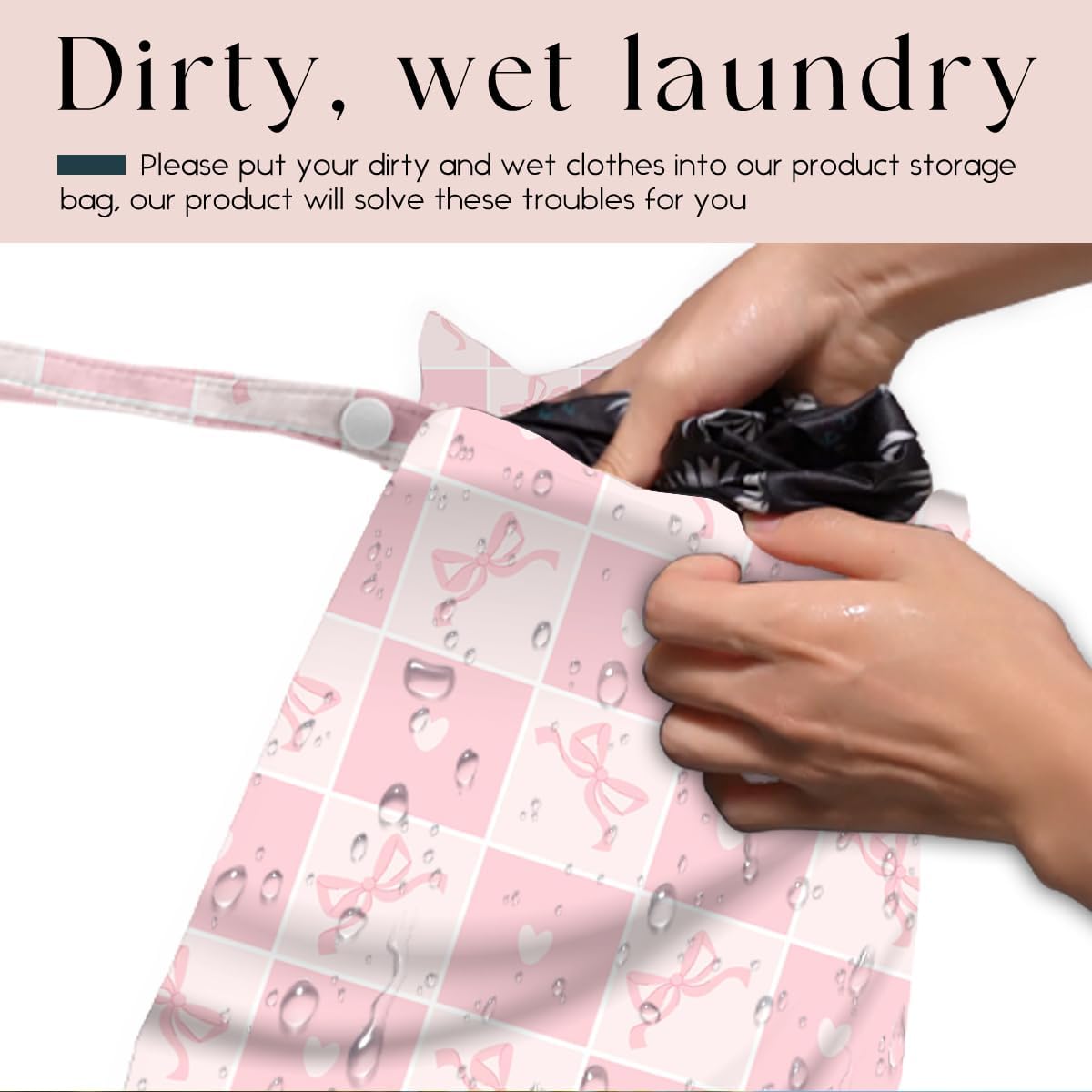 Wet Bag for Swimsuit, Beach Travel Essentials Wet Dry Bag, for Sunscreen Toiletry Dirty Clothes Yoga Gym Diaper, Friends Summer Beach Vacation Gifts. Pink plaid bow