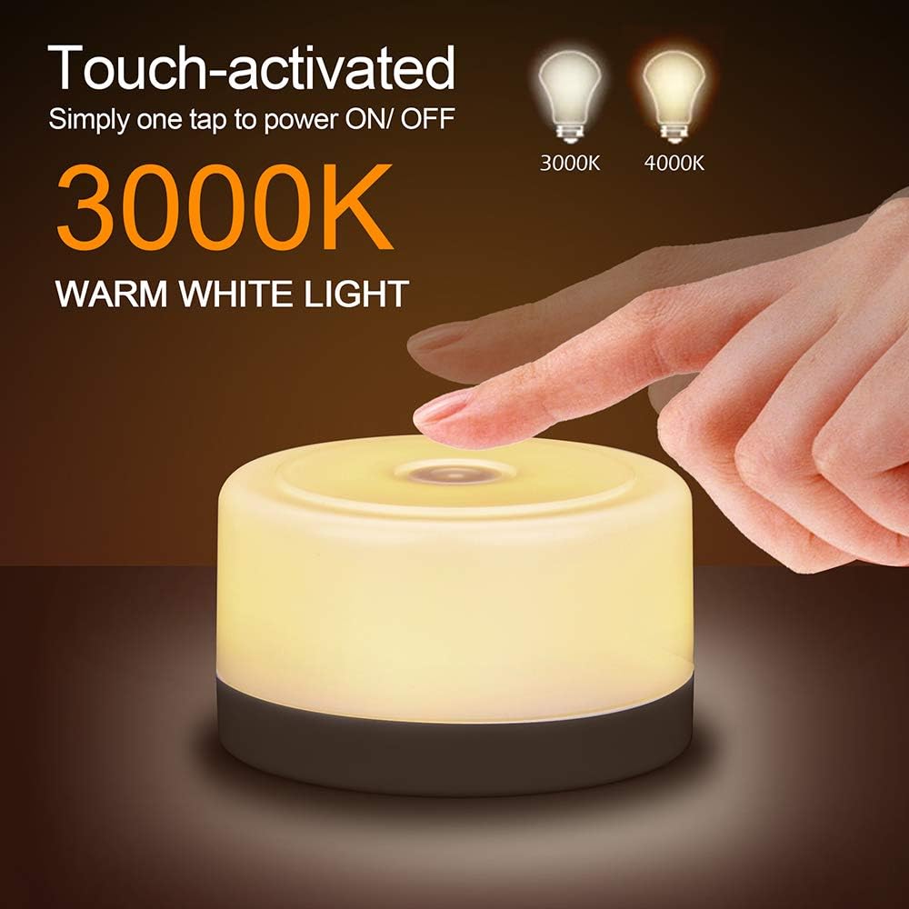 S SELDORAUK Touch Night Lights for Kids with Dimming Function, Rechargeable Nursery Night Light Kit (3000K Warm White 1Pack)