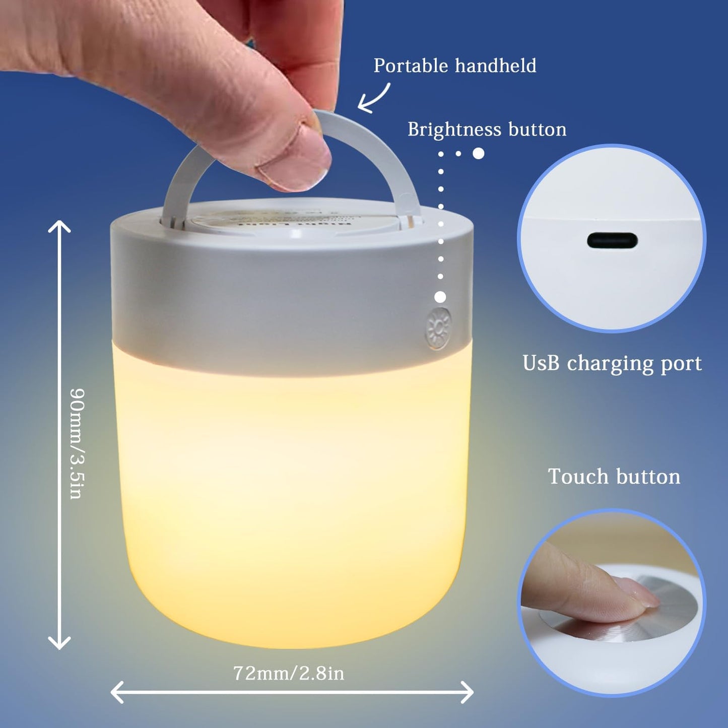Night Light for Baby Nursery 13 Colors Bedside Touch Sensor Night Lamps for Kids Breastfeeding and Sleep Aid, USB Rechargeable Nursery Lights with Dimmable, Warm Light