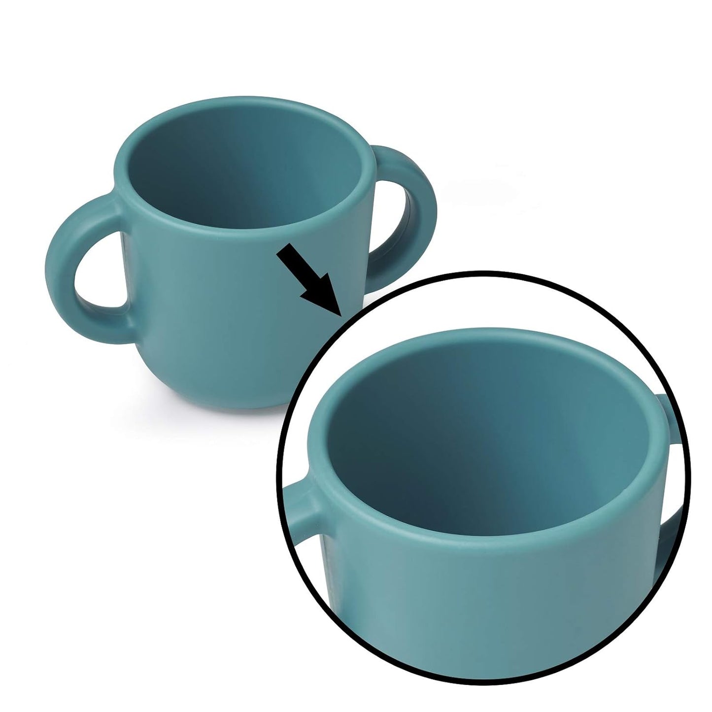 Silicone Training Cup for Infants, Toddler Learning Cup with Two Handles, Baby Open Cup 5oz, 6months+ (Gray)