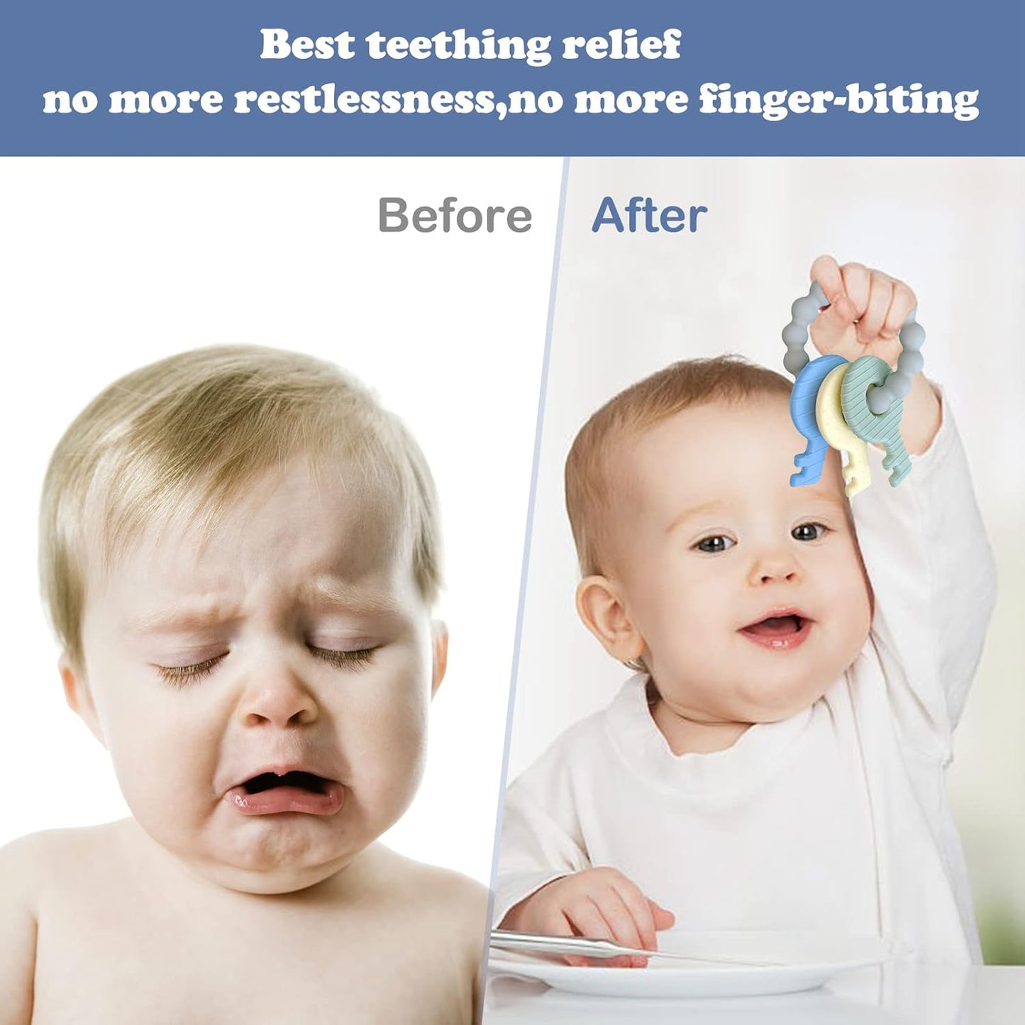 YAPROMO Baby Teething Keys - Soft Silicone Keys Teether, Cute Chew Toys for 3-18 Months Infants & Toddlers, Perfect for Baby Girls, BPA Free