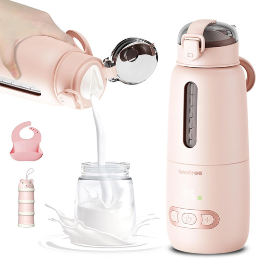 Portable Bottle Warmer for Travel, Portable Milk Warmer with 15000mAh Long Battery, Fast Heating for Breast Milk and Formula, Baby Milk Warmer Set, Fast Charging & Cordless Milk Warmer for on The go