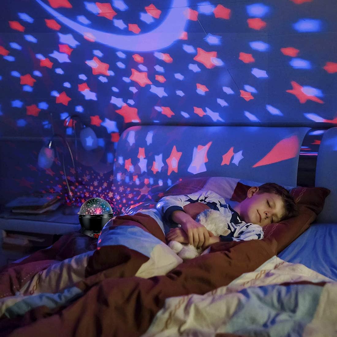 Star Projector Night Lights for Kids with Timer, Toys for 2-5-14 Year Old Boys Room Lights for Kids Glow in The Dark Stars Moon for Child Sleep Peacefully, Birthday Gifts for Boys-Black