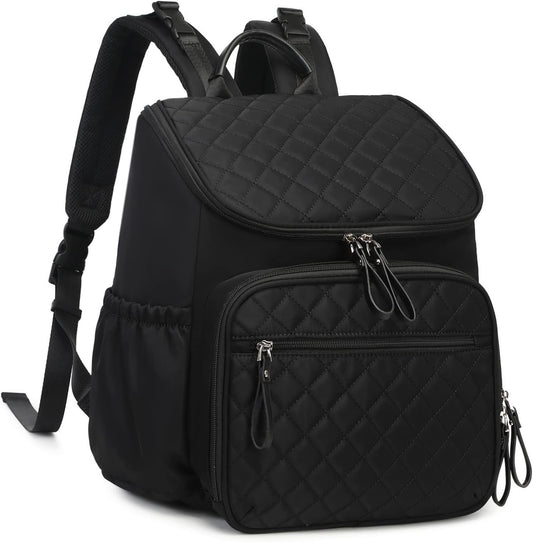 Large Capacity Diaper Bag Backpack with Stroller Buckle, Water-Resistant Travel Baby Bag with Insulated Pockets (Classic, Black)